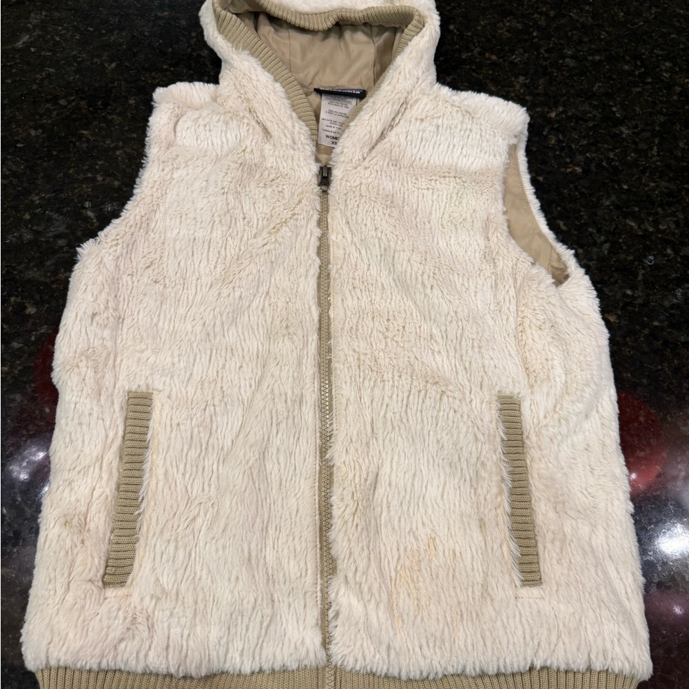 Patagonia Conejo Vest Women’s XS Feather Grey High Pile Fleece Full Zip Hooded